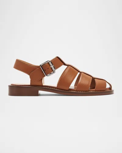 La Canadienne Tilly Leather Fisherman Sandals In Camel Leather
