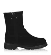 La Canadienne Hunter Suede Shearling Winter Boots In Black