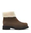La Canadienne Declan Suede Shearling Winter Booties In Stone