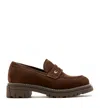La Canadienne Donny Suede Platform Penny Loafers In Brunette