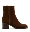 La Canadienne Joanie Suede Ankle Booties In Wine Suede
