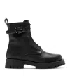 La Canadienne Goldy Leather Buckle Combat Boots In Black