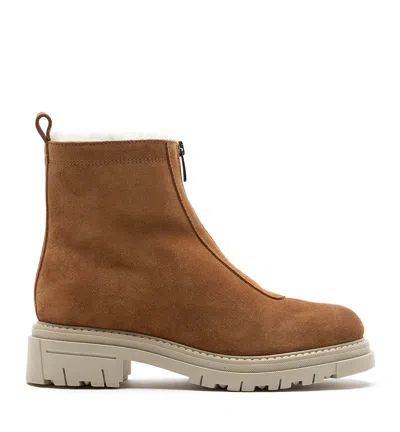 La Canadienne Delta Shearling-lined Suede Booties In Animal Print