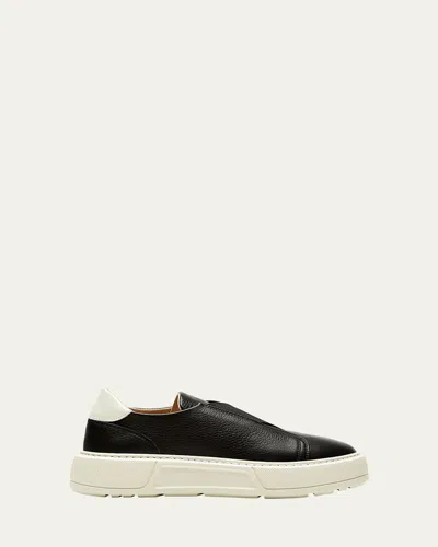 La Canadienne Veronica Leather Crisscross Slip-on Sneakers In Black