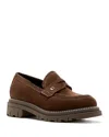 La Canadienne Donny Suede Platform Penny Loafers In Brunette