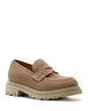 La Canadienne Dillon Perforated Suede Platform Penny Loafers In Wheat