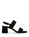 La Canadienne Flemming Suede Dual-strap Slingback Sandals In Black
