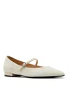La Canadienne Fritz Suede Mary Jane Ballerina Flats In White