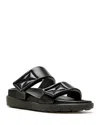 La Canadienne Glena Leather Padded Dual-strap Slide Sandals In Black