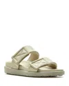La Canadienne Glena Leather Padded Dual-strap Slide Sandals In White