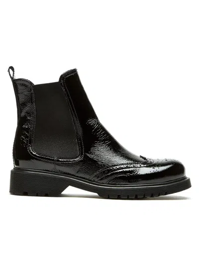 La Canadienne Hansel Brogue Crinkle Leather Chelsea Booties In Black