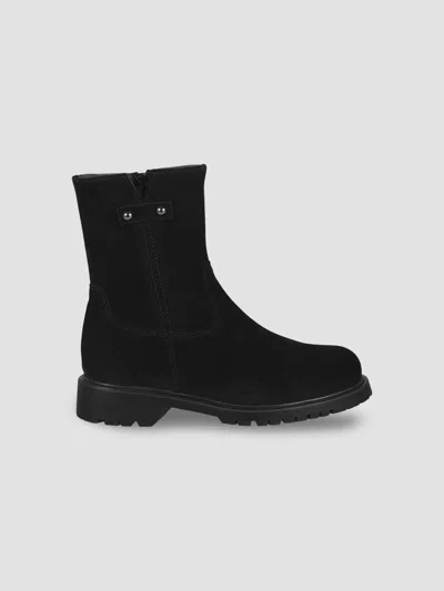 La Canadienne Women's Hogan City Dry Waterproof Shearling Booties In Black Suede