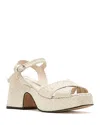 La Canadienne Pico Woven Leather Ankle-strap Platform Sandals In White