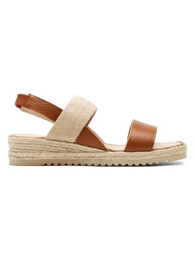 La Canadienne Rowena Leather Espadrille Wedge Sandals In Brown