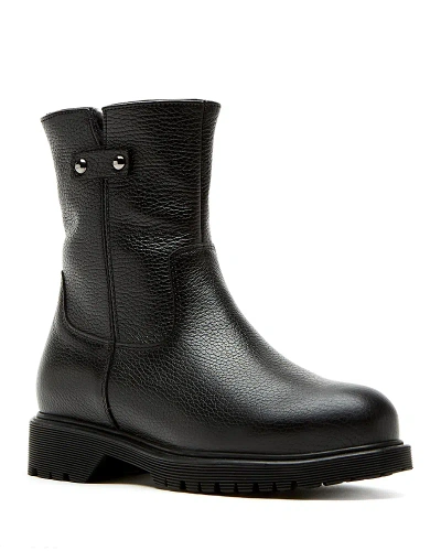 La Canadienne Hogan Shearling-lined Pebbled Leather Booties In Black