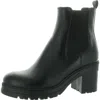 La Canadienne Womens Lugged Sole Faux Leather Ankle Boots In Black