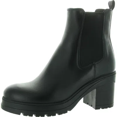 La Canadienne Womens Lugged Sole Faux Leather Ankle Boots In Black