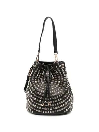 La Carrie Andromeda Crystal-embellished Bucket Bag In Black