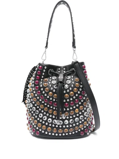 La Carrie Andromeda Studded Bucket Bag In Black