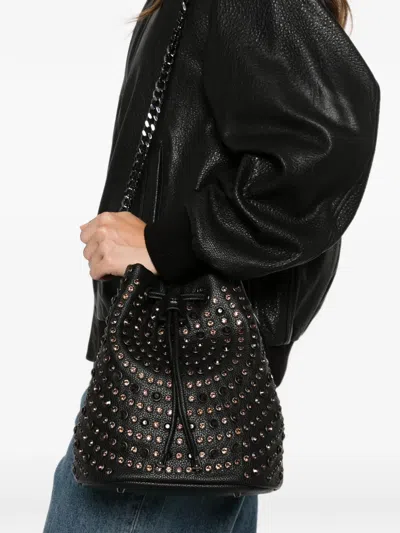 La Carrie Andromeda Stud-embellished Bucket Bag In Blue