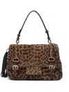 La Carrie Atena Leopard-print Buckle Tote Bag In Brown