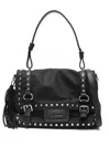 La Carrie Athena Tassel Studded Shoulder Bag In Black