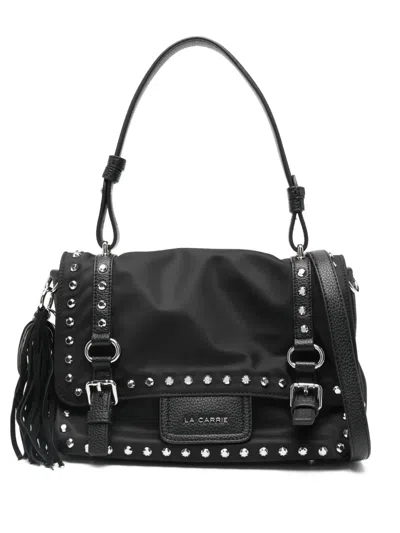 La Carrie Athena Tassel Studded Shoulder Bag In Black