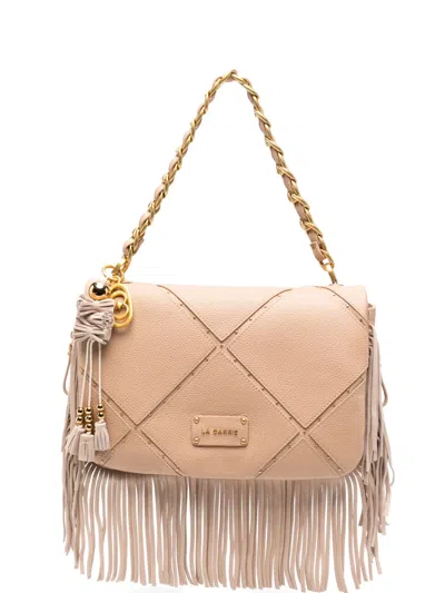 La Carrie Big Isabel Tassel Chain Leather Shoulder Bag In Nude
