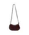 La Carrie Crescent Shoulder Bag In Rosso With Metal Studs In Brown