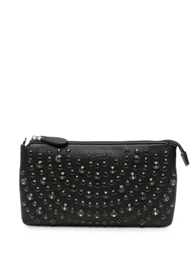 La Carrie Crystal-embellished Leather Cross Body Bag In Black