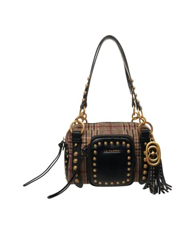 La Carrie Glencheck Shoulder Bag In Black