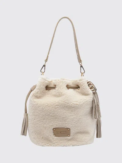 La Carrie Teddy-texture Drawstring Bucket Bag In Red