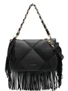 La Carrie Isabel Quilted Fringed Shoulder Bag In Black