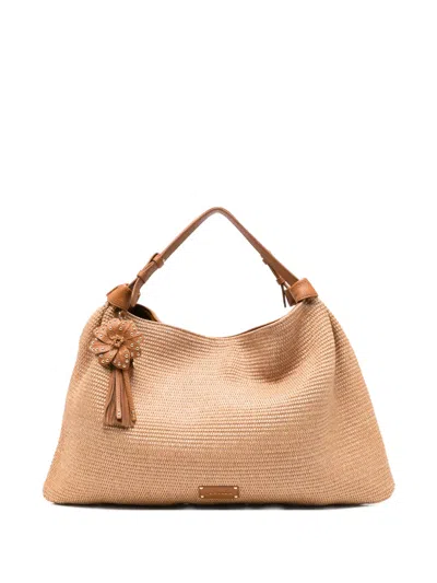La Carrie La Plage Flower-charm Shoulder Bag In Neutral