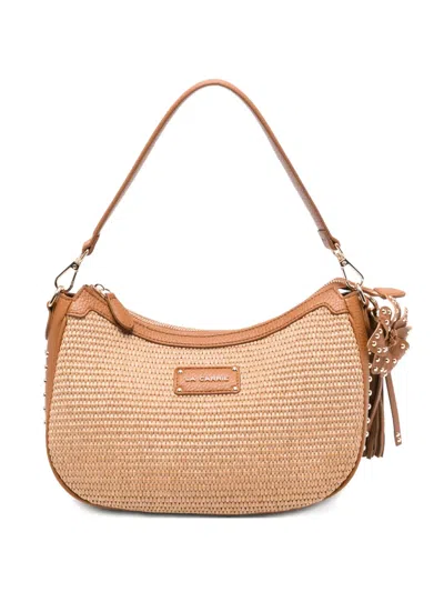 La Carrie La Plage Stud-embellished Shoulder Bag In Brown