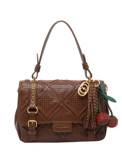 La Carrie Labyrinth Atena Leather Shoulder Bag In Brown