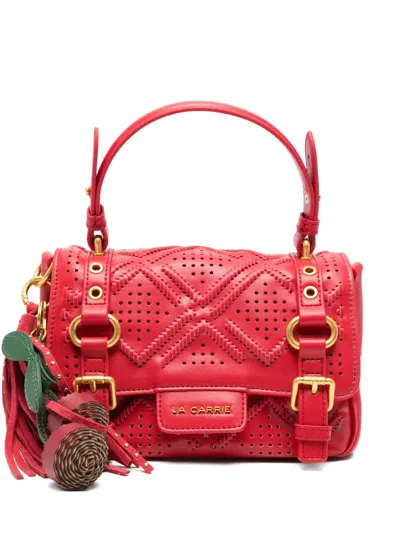 La Carrie Labyrinth Atena Perforated Satchel Bag In Red