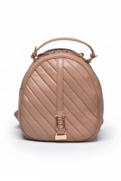 La Carrie Leather Backpack - Beige In Brown