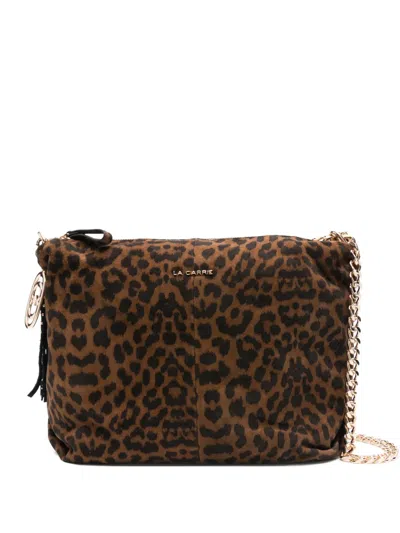 La Carrie Leopard-print Tassel Shoulder Bag In Brown