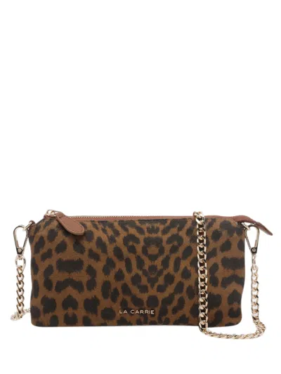La Carrie Shoulder Bag Woman Color Brown In Animal Print