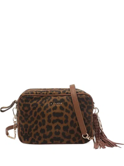 La Carrie Shoulder Bag Woman Color Brown In Animal Print