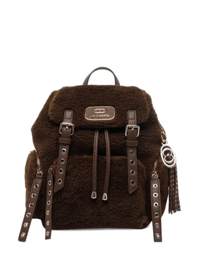La Carrie Logo Teddy Backpack In Brown