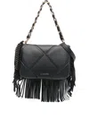 La Carrie Medium Isabel Fringed Shoulder Bag In Black