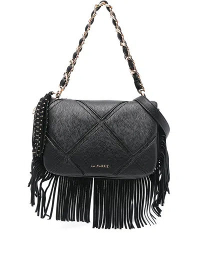 La Carrie Medium Isabel Fringed Shoulder Bag In Black