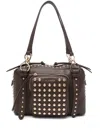 La Carrie Medium Planets Studded Shoulder Bag In Brown