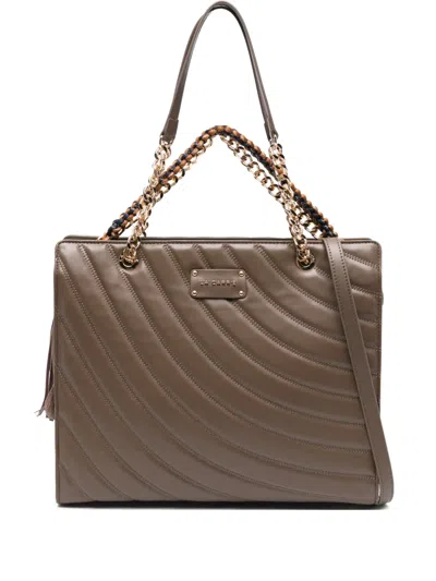 La Carrie Medium Quilted Leather Tote Bag In Brown