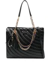 La Carrie Quilted Chain Shoulder Bag In Black
