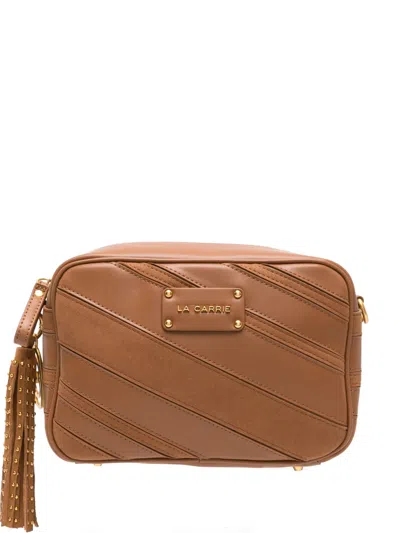 La Carrie Quilted-finish Tassel-detail Crossbody Bag In Brown