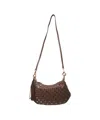 La Carrie Shoulder Bag In Smooth Faux Leather With Metallic Studs In Black