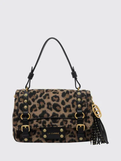 La Carrie Shoulder Bag Woman Color Black In Animal Print